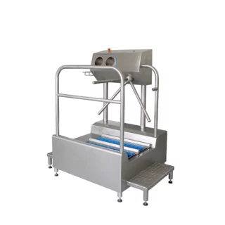 Walk through automatic foot and hand washing station